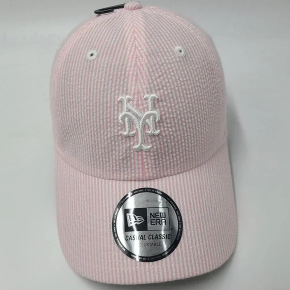 Women New York Mets Hat Strapback New Era Pink White Seersucker Casual Classic