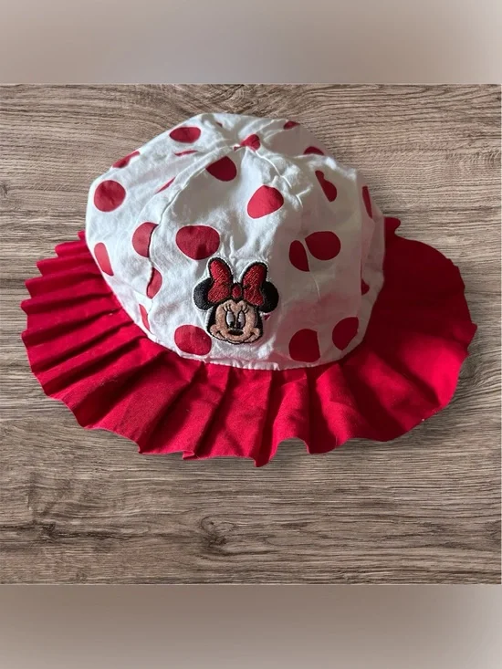 Disney Bucket Hat with Ruffle Red and White Toddler Girl Minnie Mouse One Size