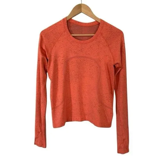 Lululemon Swiftly Tech Long Sleeve Shirt 2.0 Size 8 Race Distorted Noise Orange