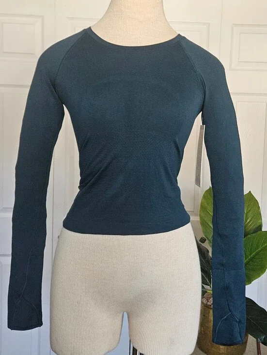 NWT Lululemon Swiftly Tech LS 2.0 Race Length Storm Teal Mesh Top Size 2