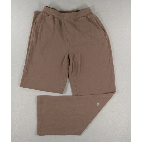 Alo Yoga Womens Waffle Knit Straight Leg Sweatpants Brown Small