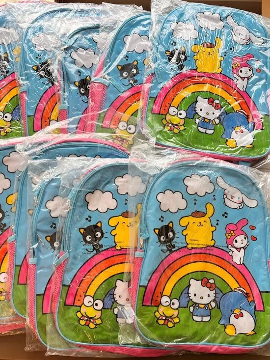 Wholesale Lot of 12 Hello Kitty And Friends Rainbow Children's Pink Backpack NWT