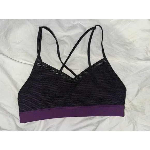 Alo purple and black Sports‎ Bra with mesh overlay size small