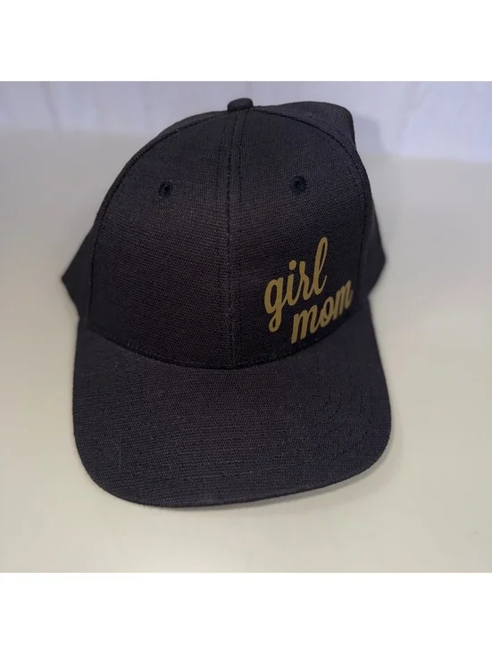 Hank Orange Girl Mom Black Snapback Baseball Hat Gold Script NWOT