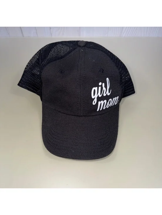 Girl Mom Black Glitter Trucker Hat Mesh Snapback Baseball Cap