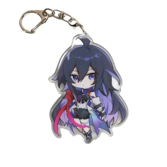 Anime Character Keychain with Purple and Pink Accents honkai star rail