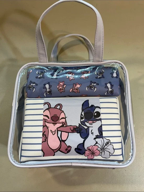 Primark Clear Kids Tote with Pink & Blue Character Panel