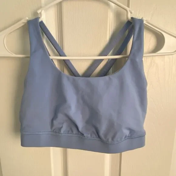 Lululemon Energy Bra Medium Support Hydrangea Blue Sports Strappy Size 2-4 small