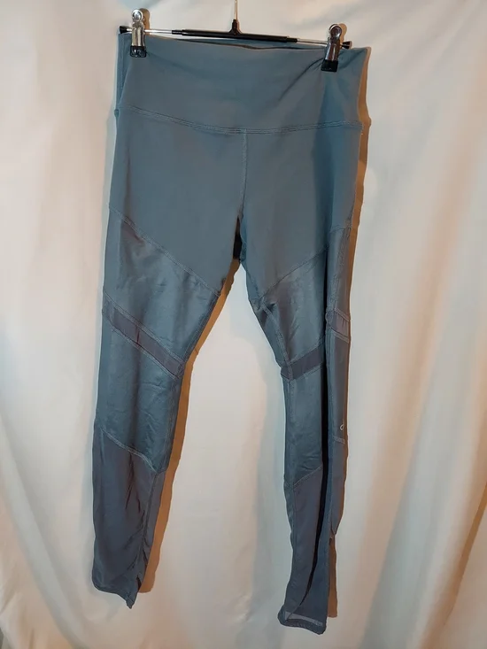 Alo Yoga Slate Gray Sheila Mesh Moto Panel High Waist Leggings Size L