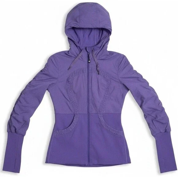 Lululemon Reversible Dance Studio Jacket Purple Thumbhole Hooded Women’s Size 6