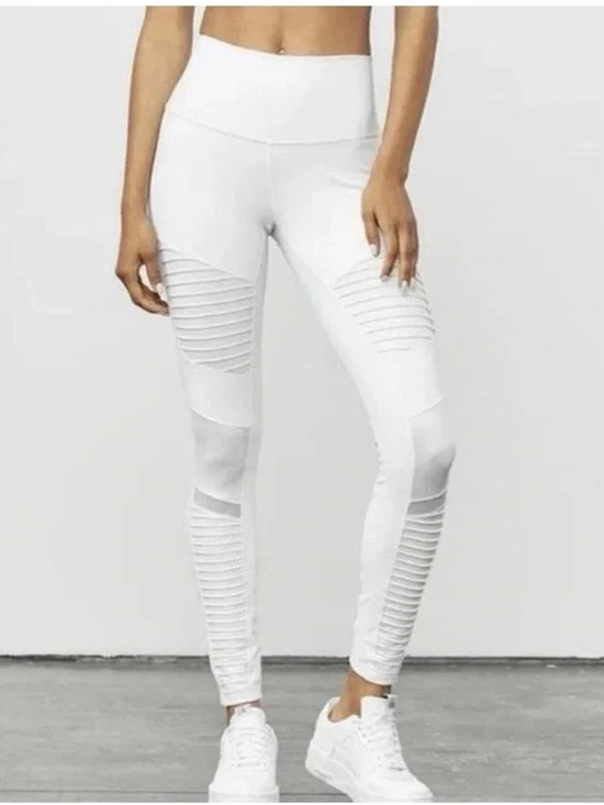Alo yoga white moto leggings size M