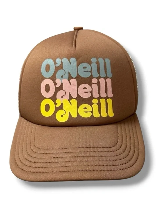 Vintage O’Neill Trucker Hat Brown Beach California Retro Logo Spell Out Surf