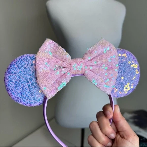 Disney Sequin Minnie Mouse Ears Headband - Pink and Blue