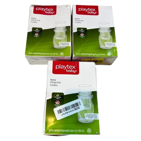 Playtex Baby Nurser‎ Drop-Ins Liners 4oz 150 Count Total 3 Boxes of 50 BPA Free