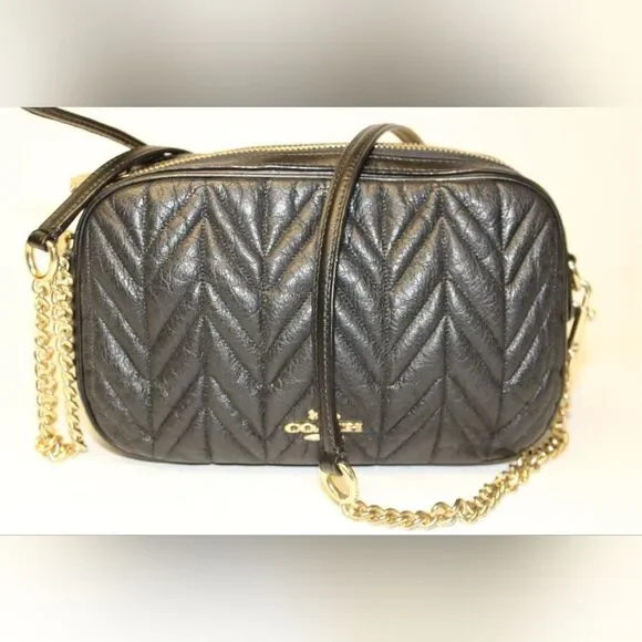 Coach Isla Quilted Leather Chain Crossbody Satchel Bag Purse