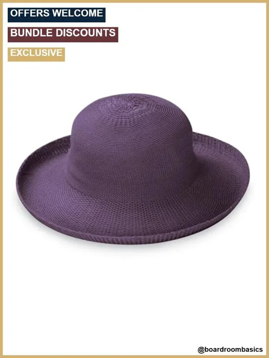 Women's Wide Brim Sun Hat UPF 50+ Packable Poly-Straw Adjustable