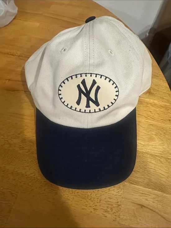 Baseball Cap with NY Logo - White and Navy