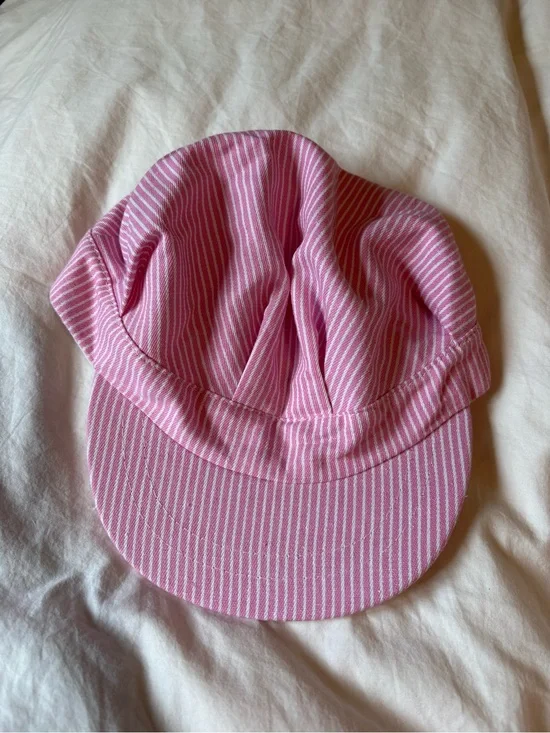 Kids Pink Striped Conductor Cotton Cap - Soft Dress Up Hat