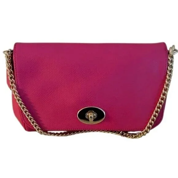 Coach Pink Cross grain Leather Mini Ruby Turn Lock Crossbody Handbag