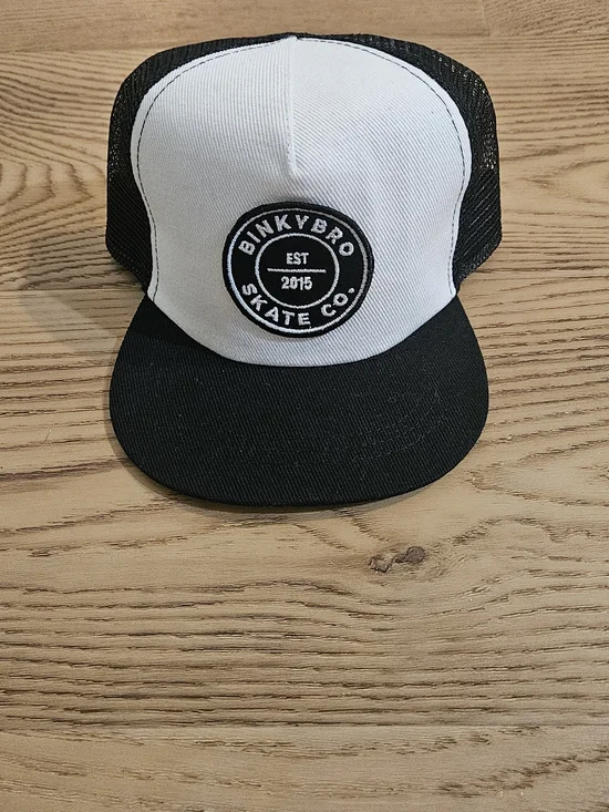 Binkvbro Skate Co. Kids Black and White Trucker Hat