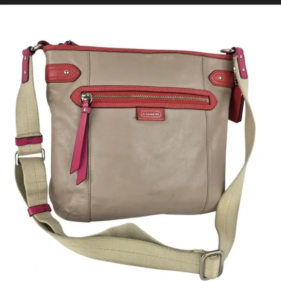 Coach Daisy Spectator leather crossbody bag beige pink orange casual  purse tan