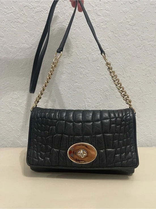 Coach Black Quilted Shoulder Bag with Gold Hardware