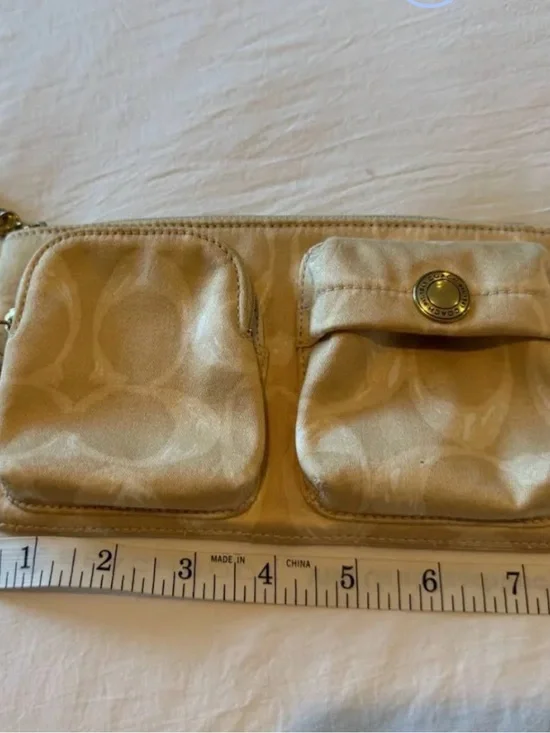 Coach Gold Fabric Pocket Wristlet