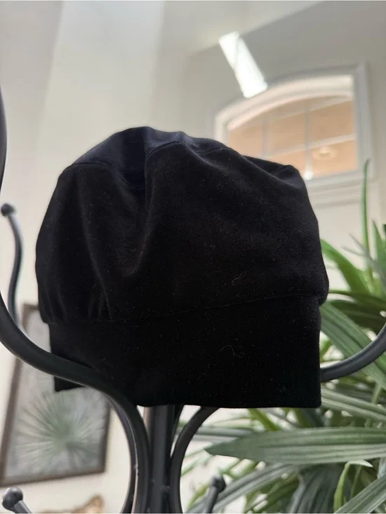 Black Velvet Beanie Hat.