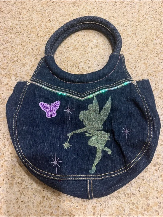 Kids Denim Tinkerbell Glitter Purse in Dark Blue