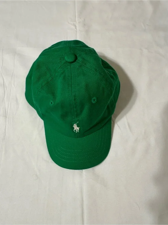Ralph Lauren Polo Green Kids Polo Cap with White Pony Logo