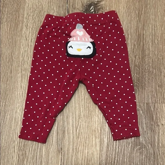 Carter's Red Polka Dot Leggings with Penguin Design