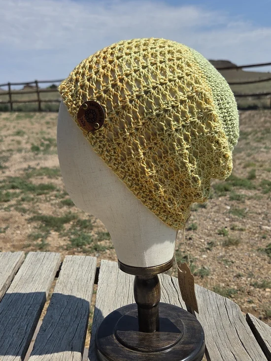 Artisan Handmade Crochet Extra-Lightweight Cotton Blend Lacey Summer Beanie Hat