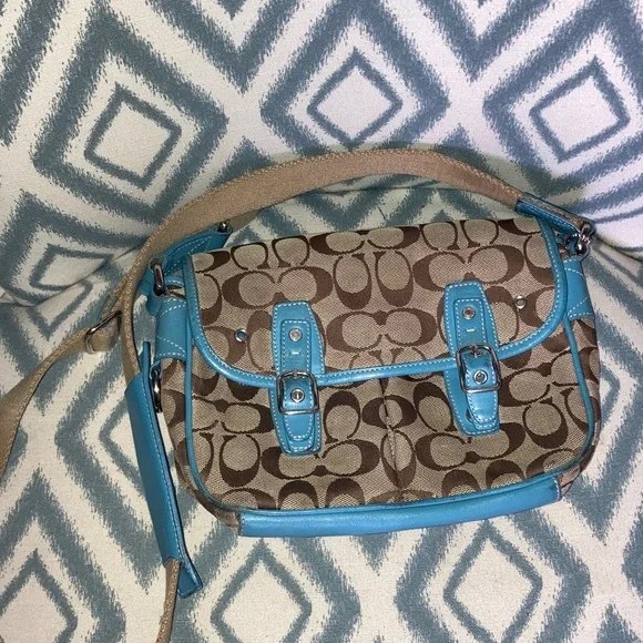 Vintage‎ Coach Stylish Blue and Brown Women's Bag