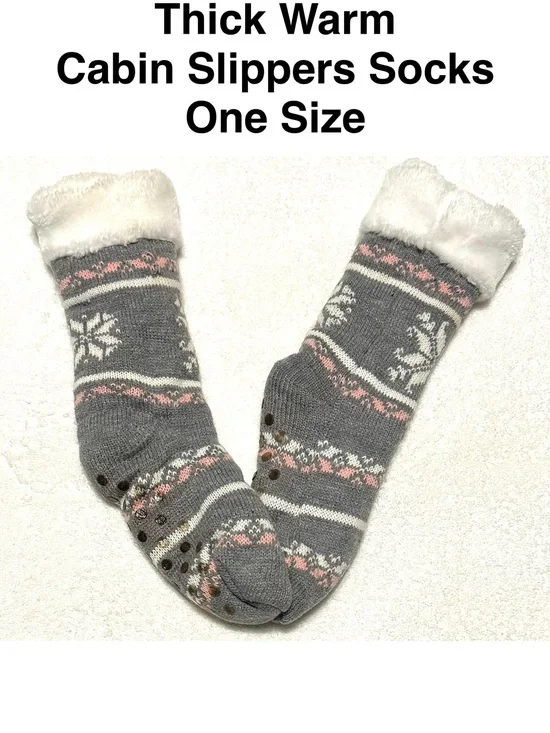 5/$15💥 Cozy Cabin Slipper Socks Winter Snowflake ❄️