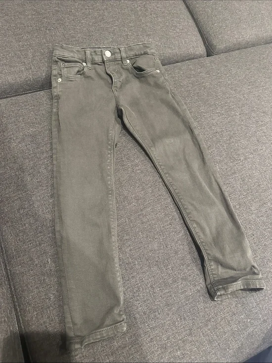 Zara Slim Denim Pants boys Size 4-5 Green Adjustable Waist Stretch Jeans