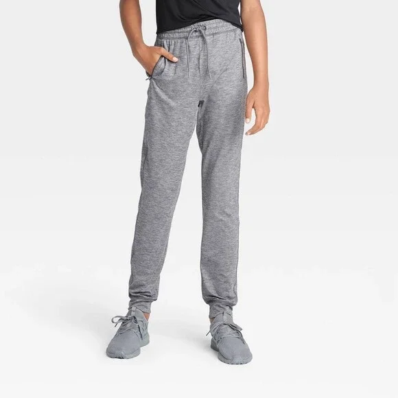 Boys' Soft Gym Joggers Pants - All in Motion Gray Size Large 12/14