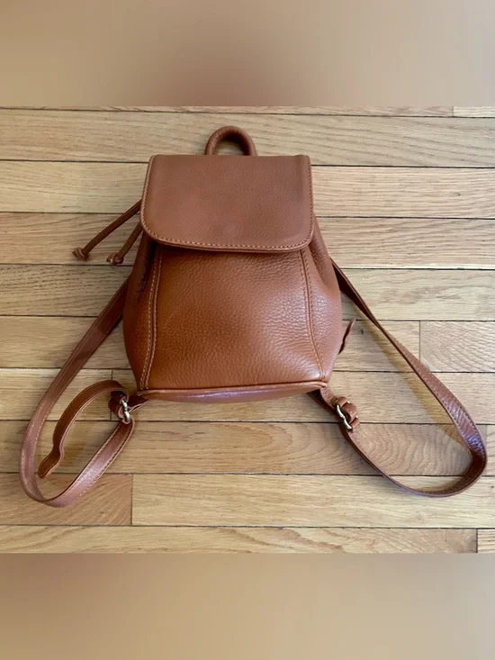 Coach Pebbled Leather Mini Backpack in Cognac