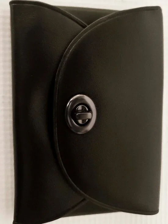 Coach Dark Brown Leather Turn Lock Card Case NWOT