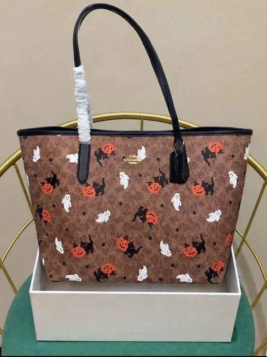 COACH City Tote In Signature Canvas With Halloween Print