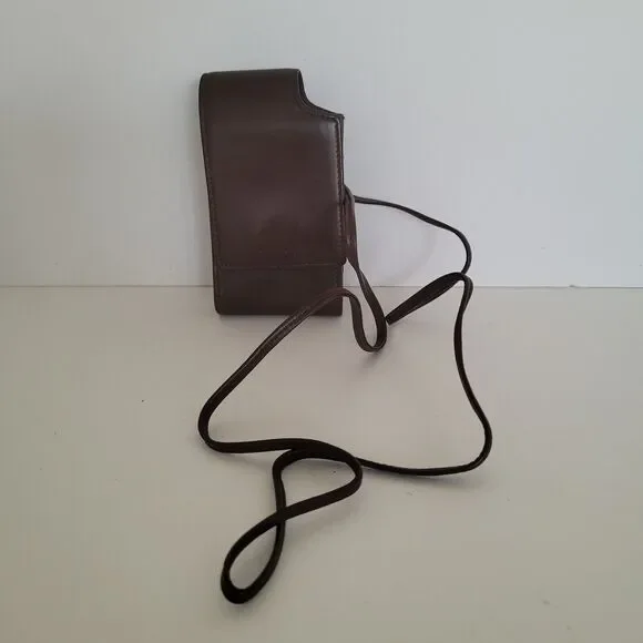 Coach‎ Vintage Phone Case Lanyard Leather Pouch Geniue Leather Brown Retro