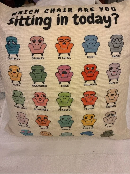 Therapy Tools “Which Chair Are You Today?” Decorative Throw Pillow - Multicolor