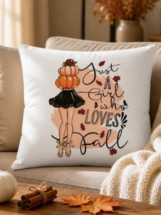 Just A Girl Who Loves Fall Decorative Pillow Cover
