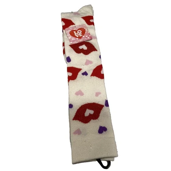 LOVE womens knee high heart & lips socks‎ 1 pair size 4-10