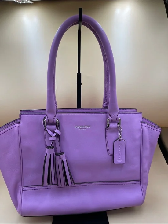 Coach Candace Purple Leather Satchel with Tassel