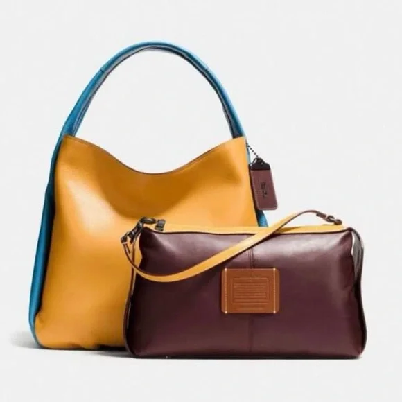COACH 1941 Hobo Bandit 39 In Colorblock Pebble Leather Bag 2 in 1 Shoulder large