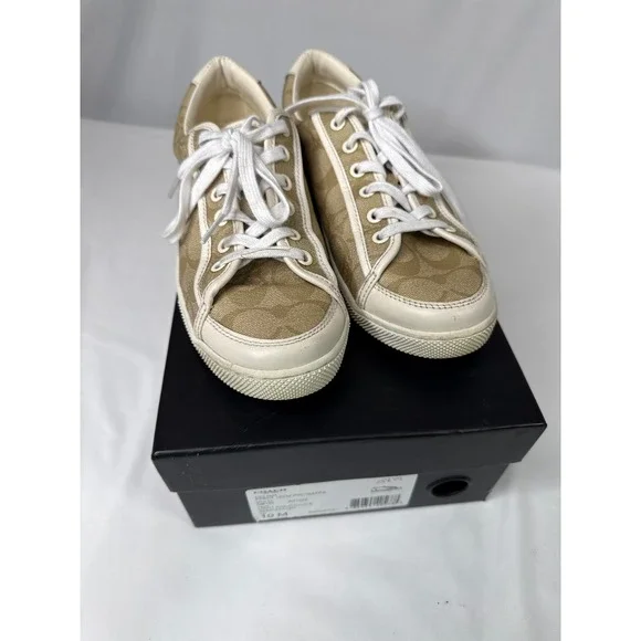 Coach Percy 12CM PVC Nappa Sneakers Light Khaki Chalk Q8150 Womens 10 M