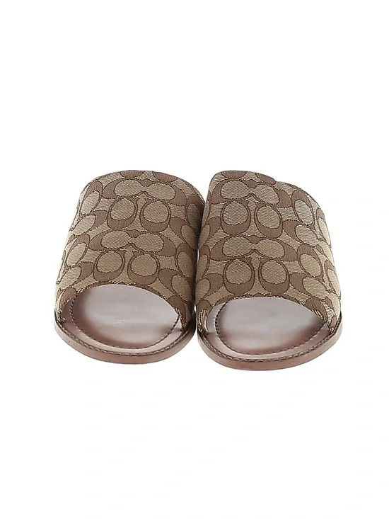 Coach Tan/Brown Signature Slide Sandals