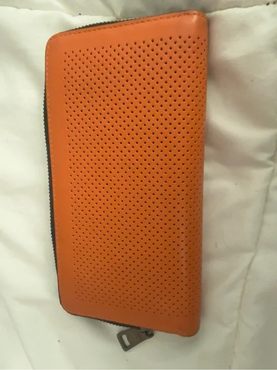 Coach Orange Perforated Zip Wallet