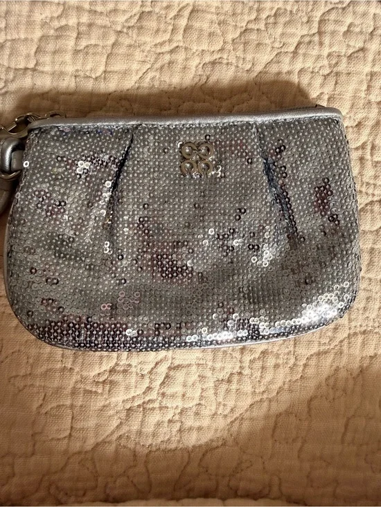 Blue Sequin Wristlet Clutch