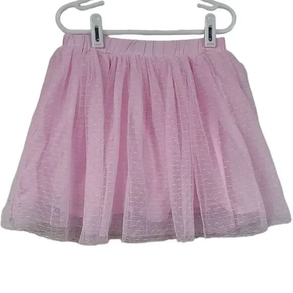 Calvin Klein Jeans Girls 7 Frilly Pink Tulle Tutu Skort Pull On Skirt + Shorts